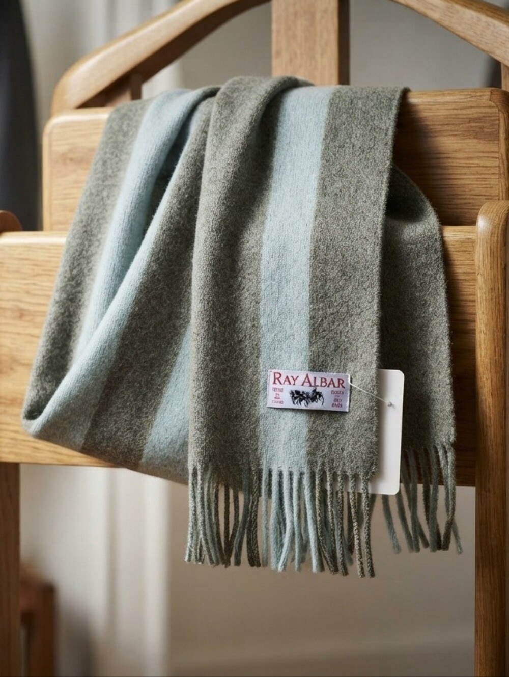 Green Striped Knit Scarf